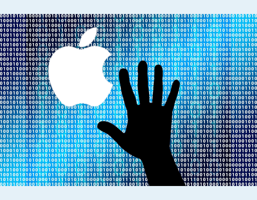 Logo de Apple y una mano