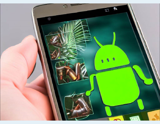 Smartphone con logotipo de Android en la pantalla
