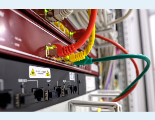 Servidor y cable de red ethernet