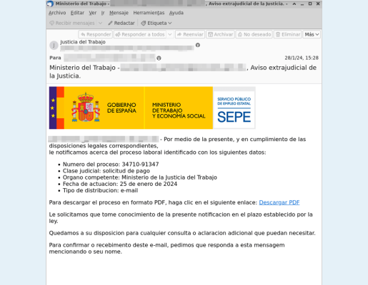 Suplantación ao SEPE