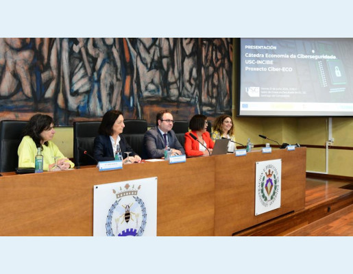 A Universidade de Santiago e INCIBE presentaron a nova Cátedra Economía da Ciberseguridade e o proxecto estratéxico de ciberseguridade e economía. FOTO: Santi Alvite