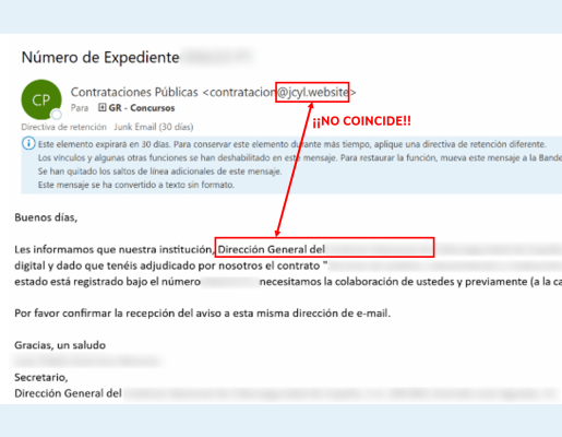 Campaña de phishing para suplantar a entidades públicas utilizando datos da Plataforma de Contratación do Sector Público