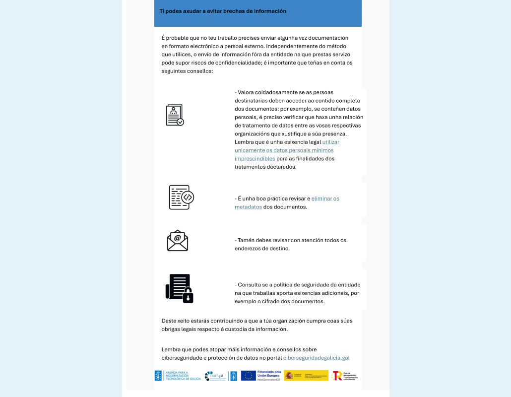 Ti podes axudar a evitar brechas de información - infografía