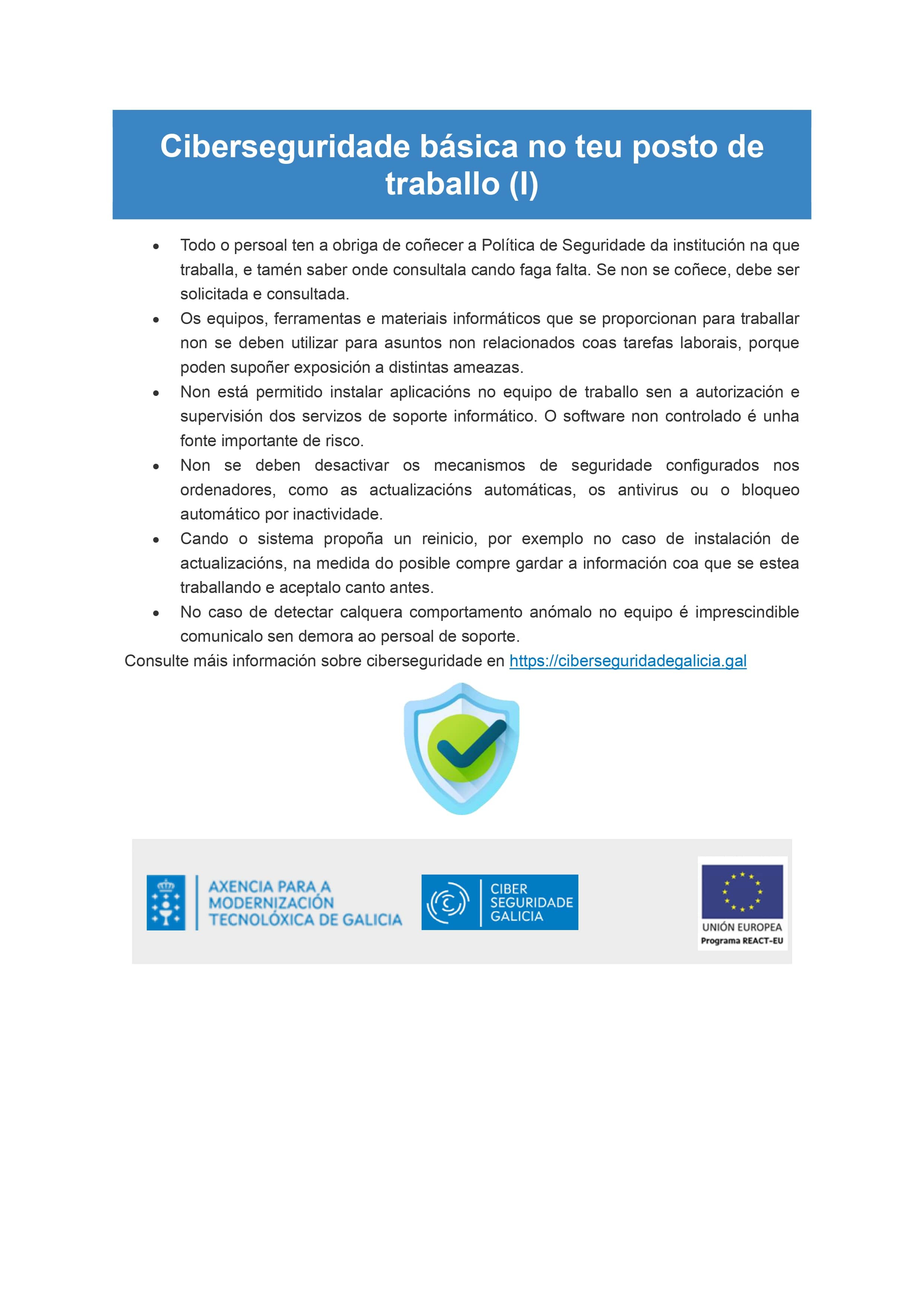 Ciberseguridade básica no teu posto de traballo I