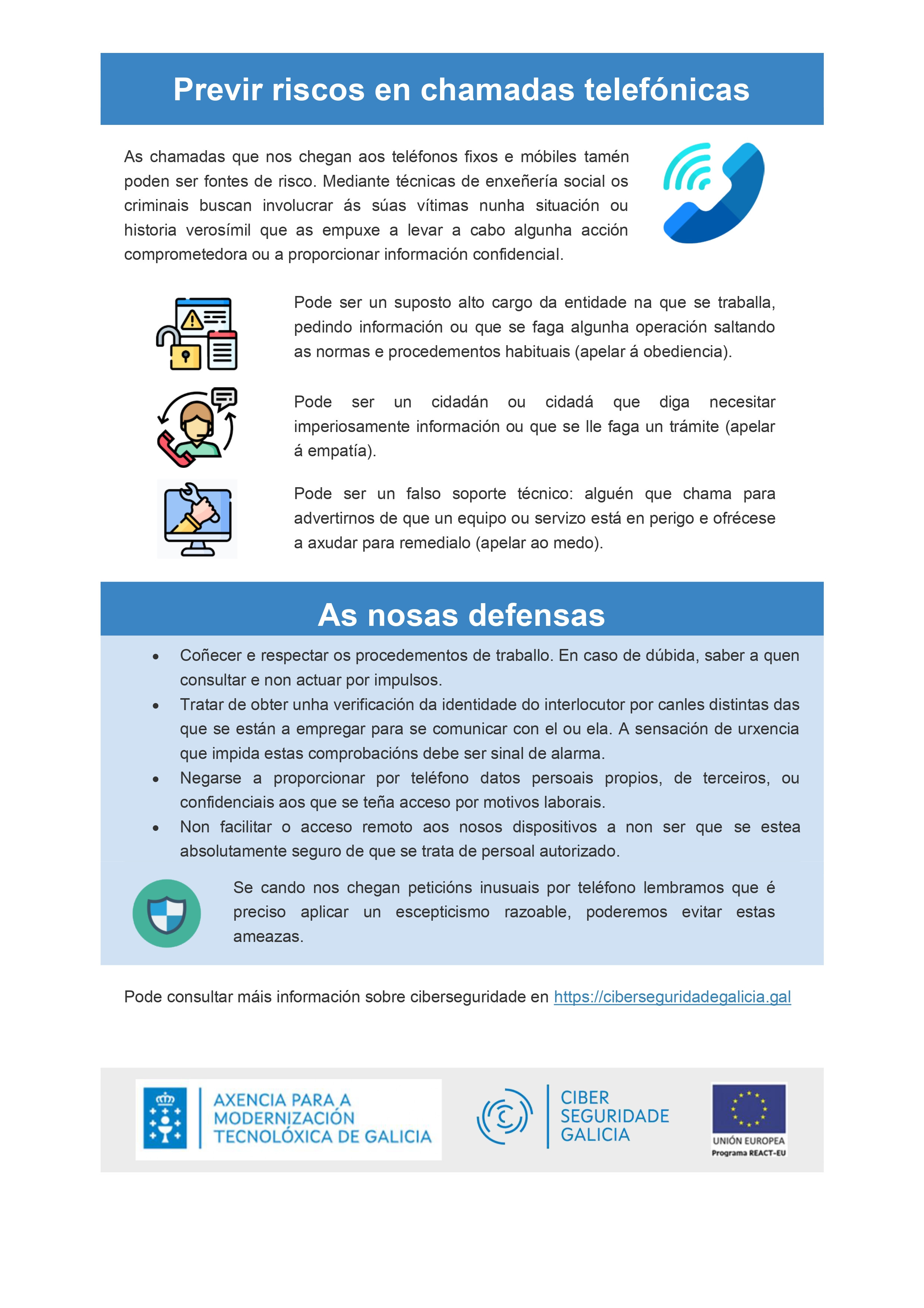 Previr riscos en chamadas telefónicas