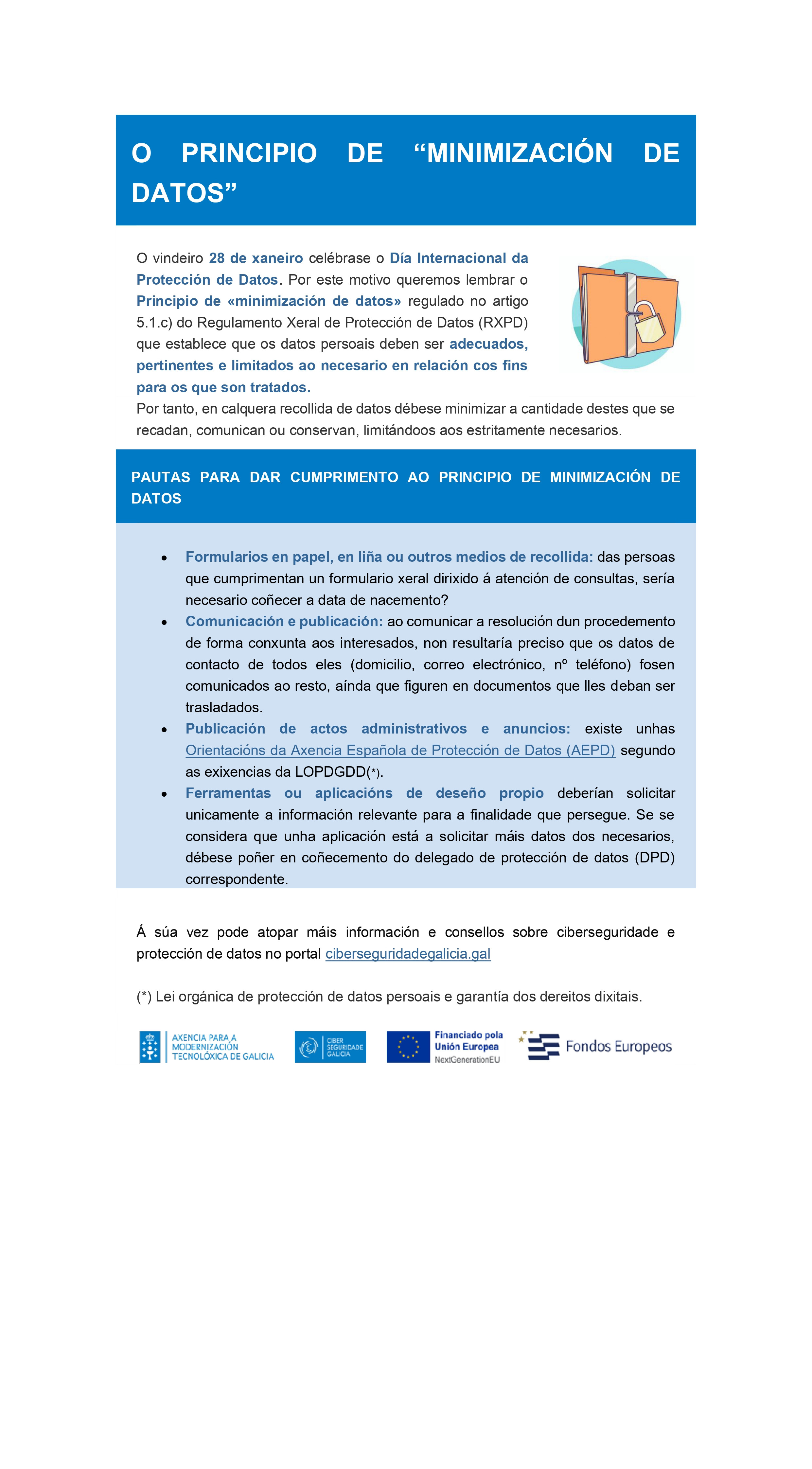 Minimización datos persoais