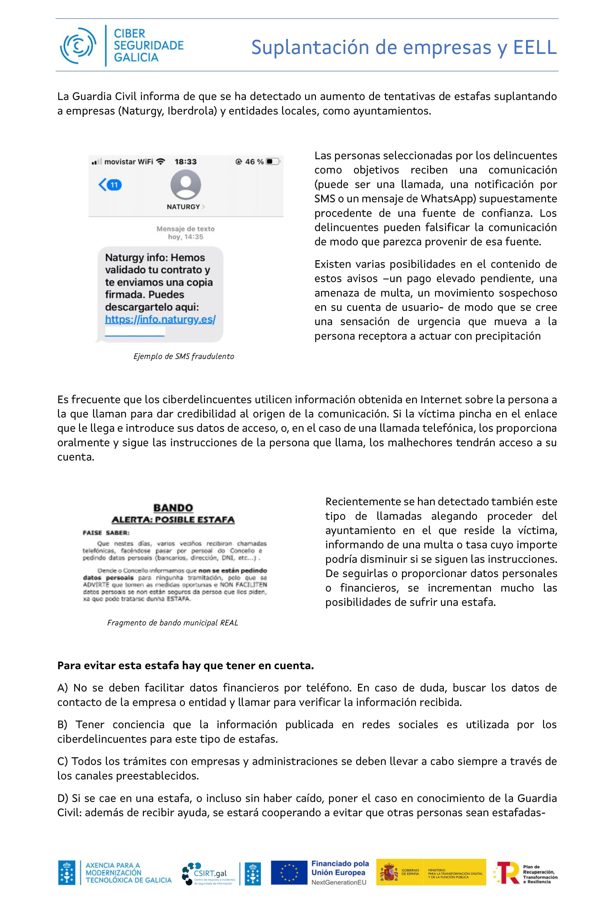 Suplantación de empresas y EELL