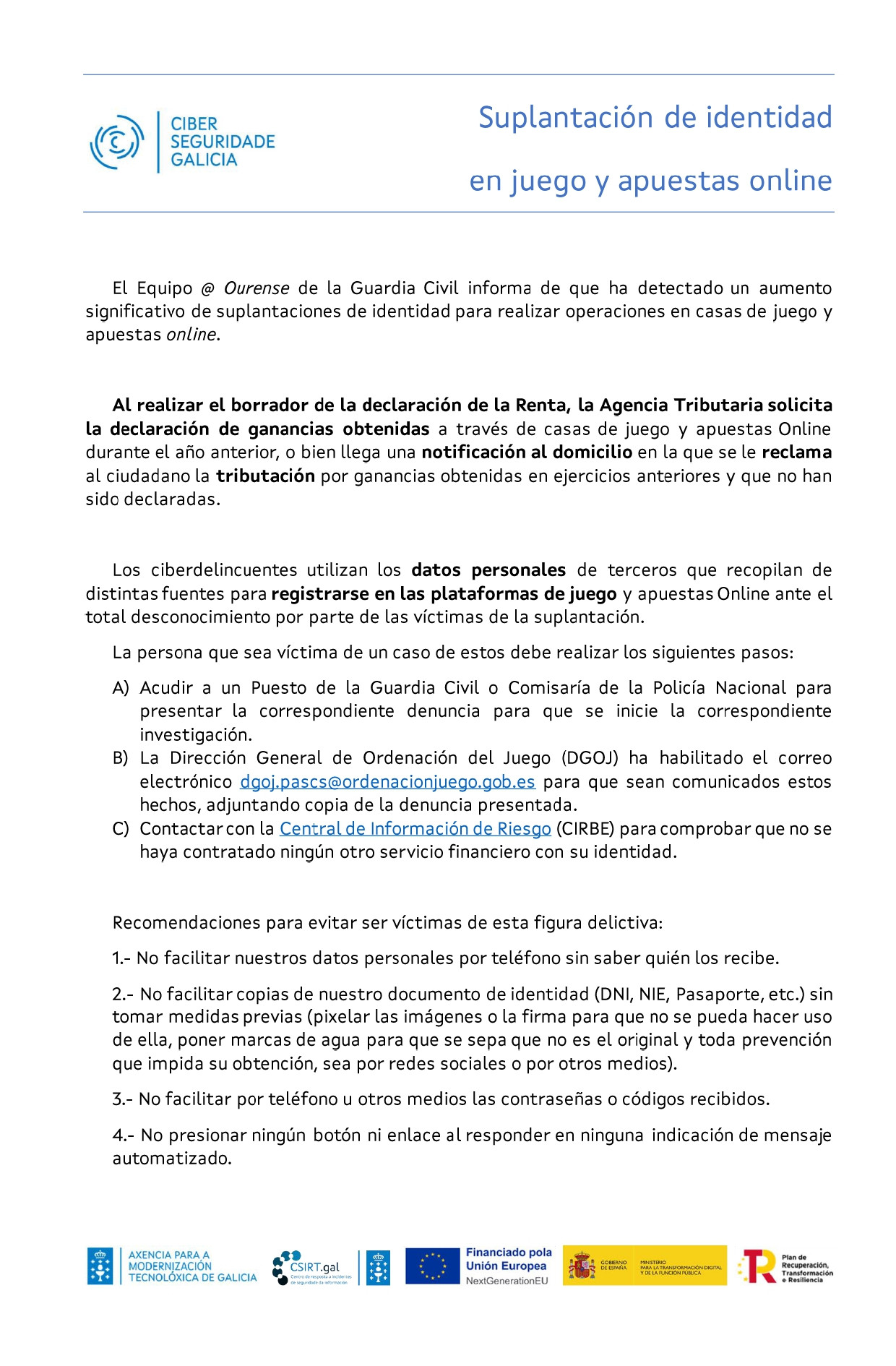 Suplantación de identidad en juego y apuestas online