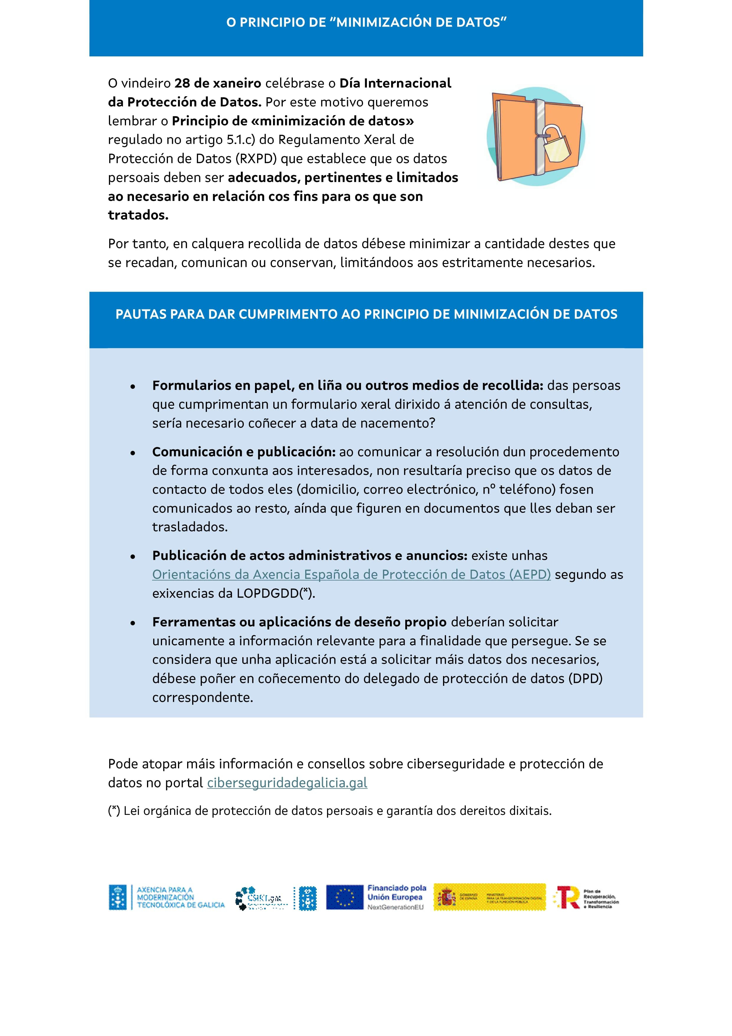 O principio de "minimización de datos"