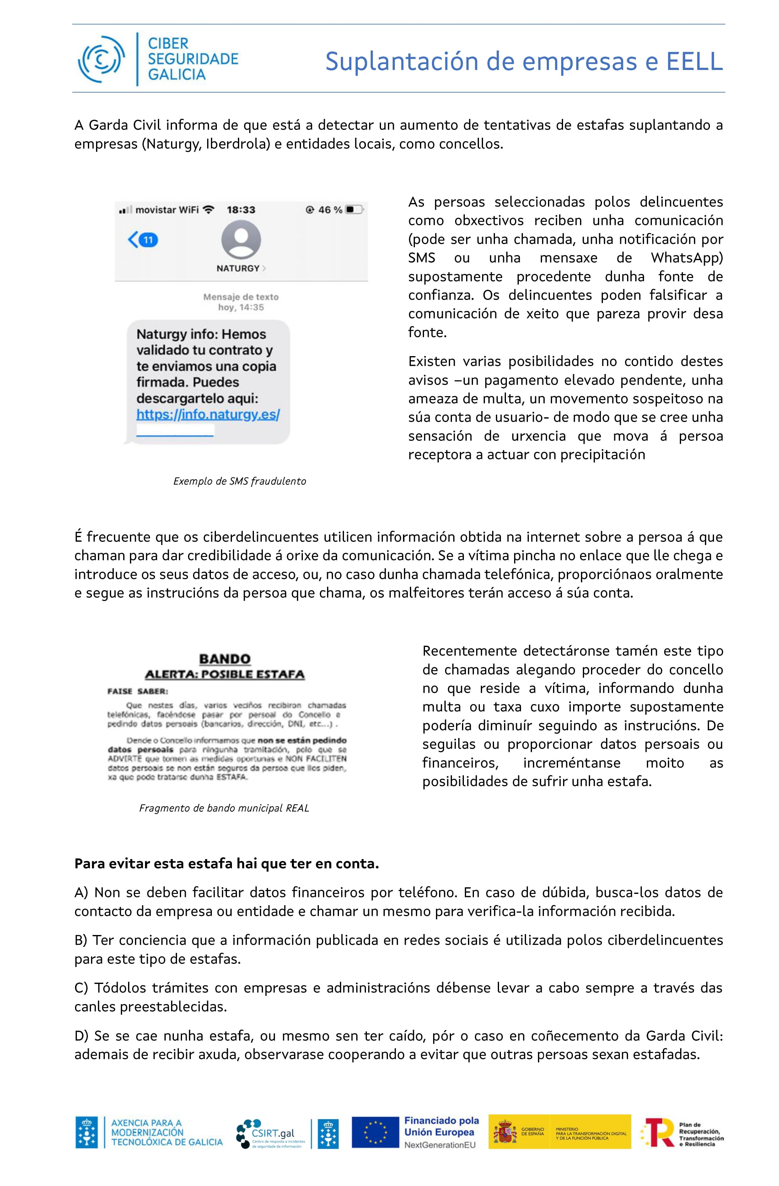 Suplantación de empresas y EELL