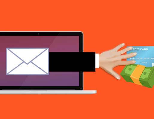 Mano saliendo de la pantalla para coger un fajo de billetes