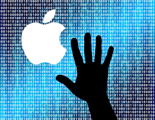 Logo de Apple y una mano