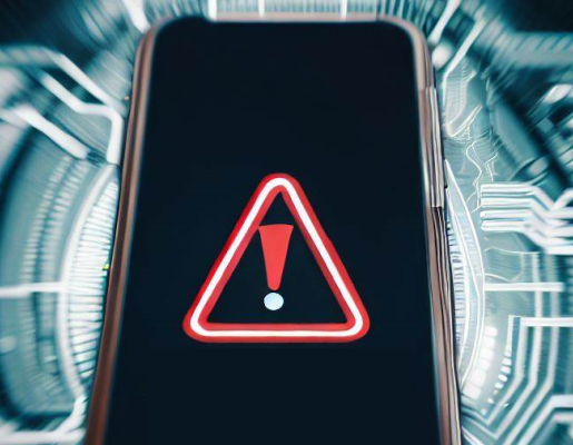 Pantalla de iPhone con símbolo de alerta