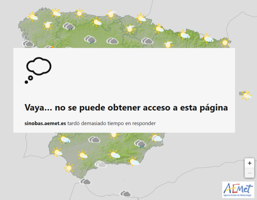 Web de AEMET con aviso de error