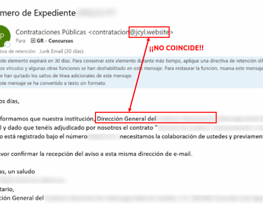 Campaña de phishing para suplantar a entidades públicas utilizando datos da Plataforma de Contratación do Sector Público