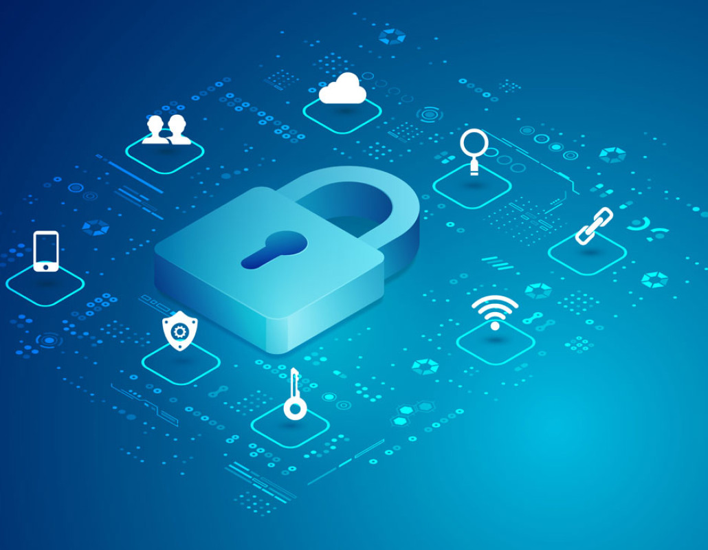 Candado con iconos alrededor