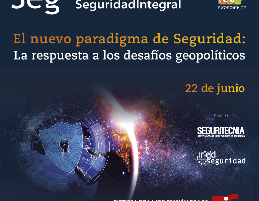Cartel oficial del encuentro "El nuevo paradigma de Seguridad: La respuesta a los desafíos geopolíticos"