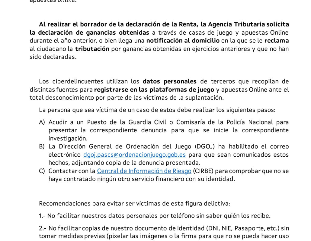 Suplantación de identidad en juego y apuestas online