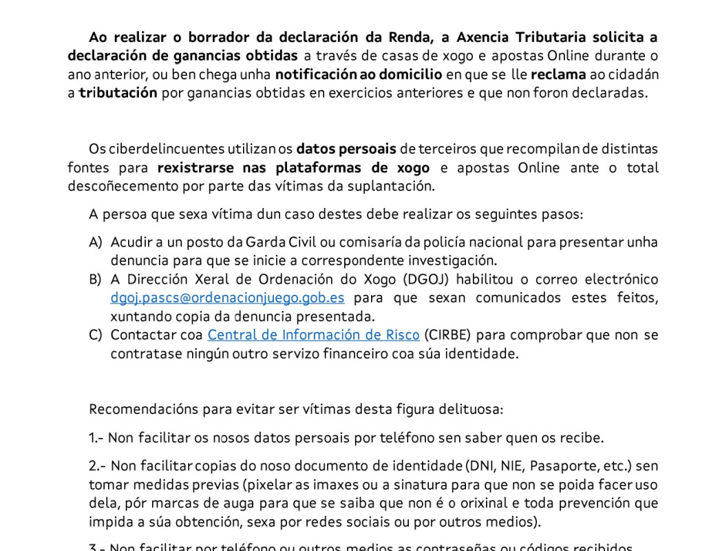 Suplantación de identidade no xogo e apostas en liña