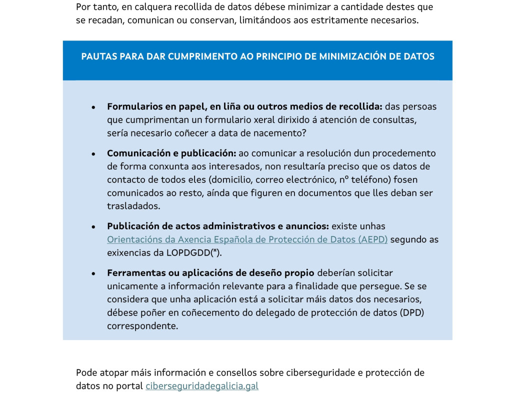 O principio de "minimización de datos"