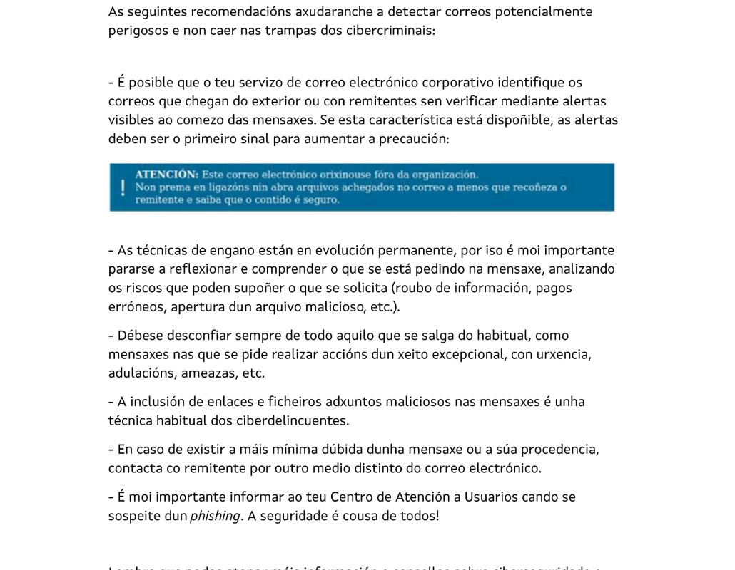 Recomendacións para previr o phishing no correo electrónico