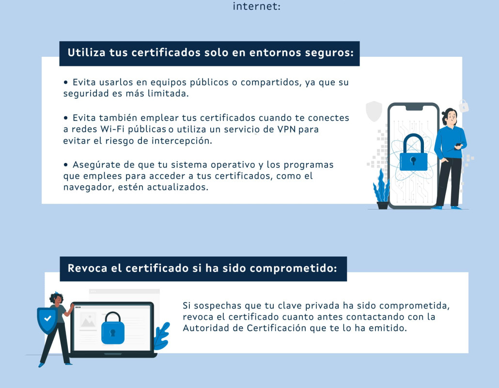 Infografía 'Certificados digitales personales, uso y mantenimiento'